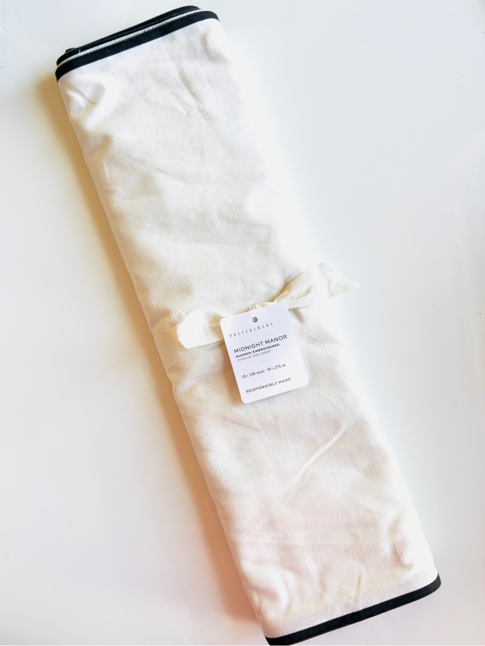 Pottery Barn Midnight Manor Embroidered 100% Cotton Table Runner NWT Retail $99